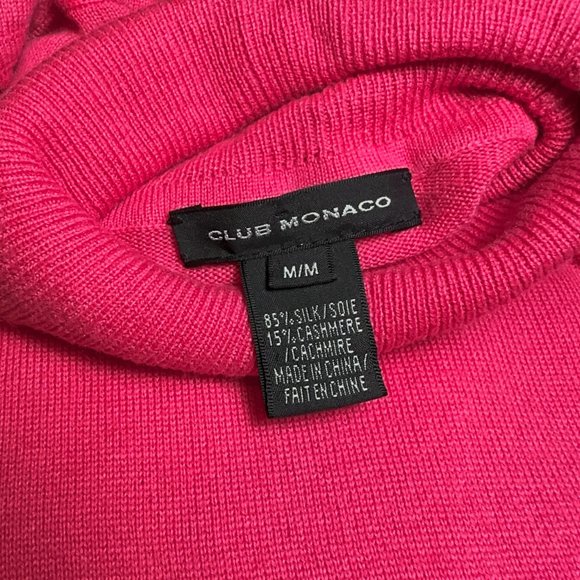 Club Monaco Pink Silk and Cashmere Turtleneck Sweater - Picture 3 of 6